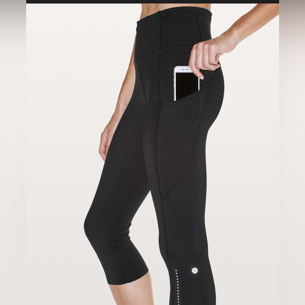 Lululemon Fast Free High-Rise Crop Reflective Nulux Black